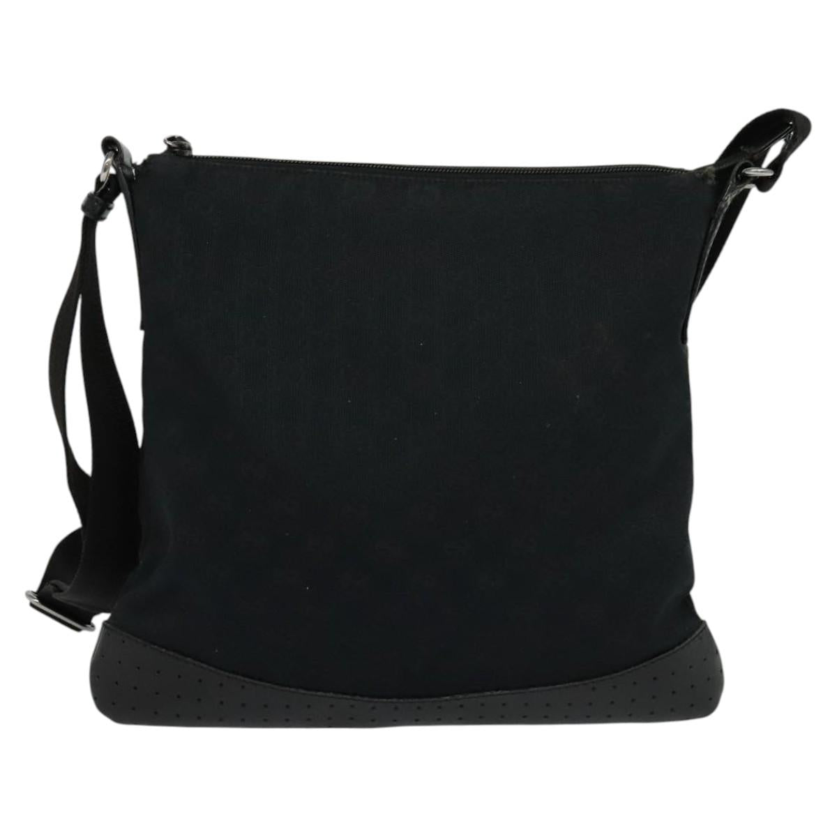 GUCCI GG Canvas Shoulder Bag Black Silver 145857 001013 Auth bs24306