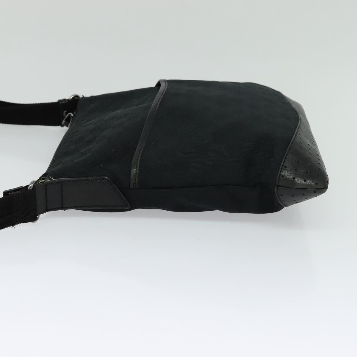 GUCCI GG Canvas Shoulder Bag Black Silver 145857 001013 Auth bs24306