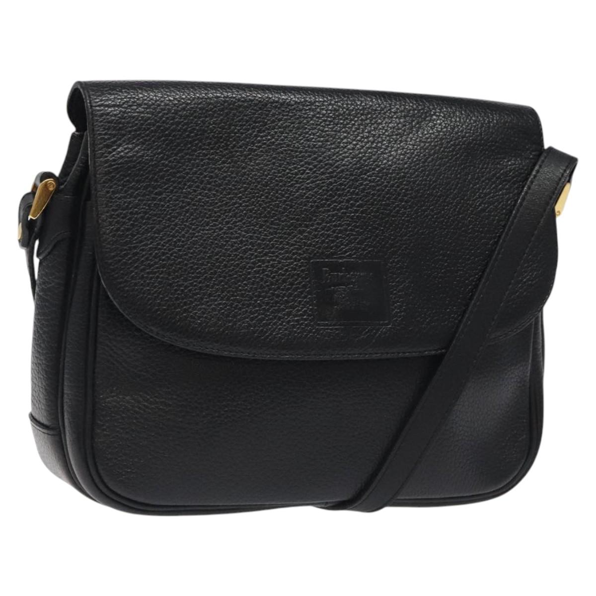Burberrys Shoulder Bag Leather Black Auth bs24318