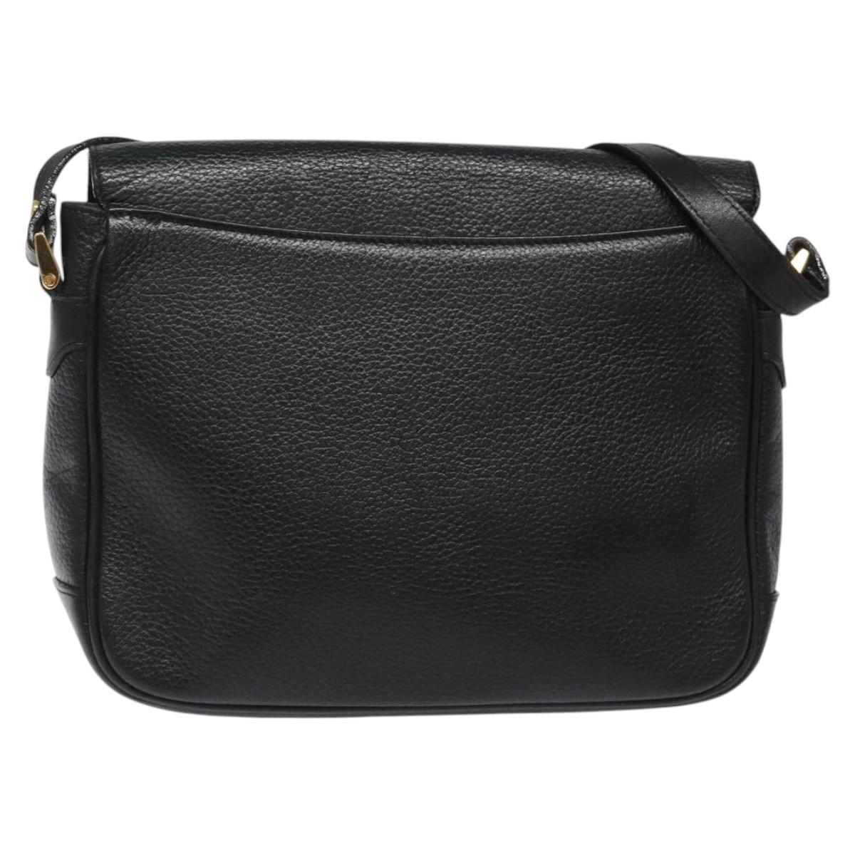 Burberrys Shoulder Bag Leather Black Auth bs24318