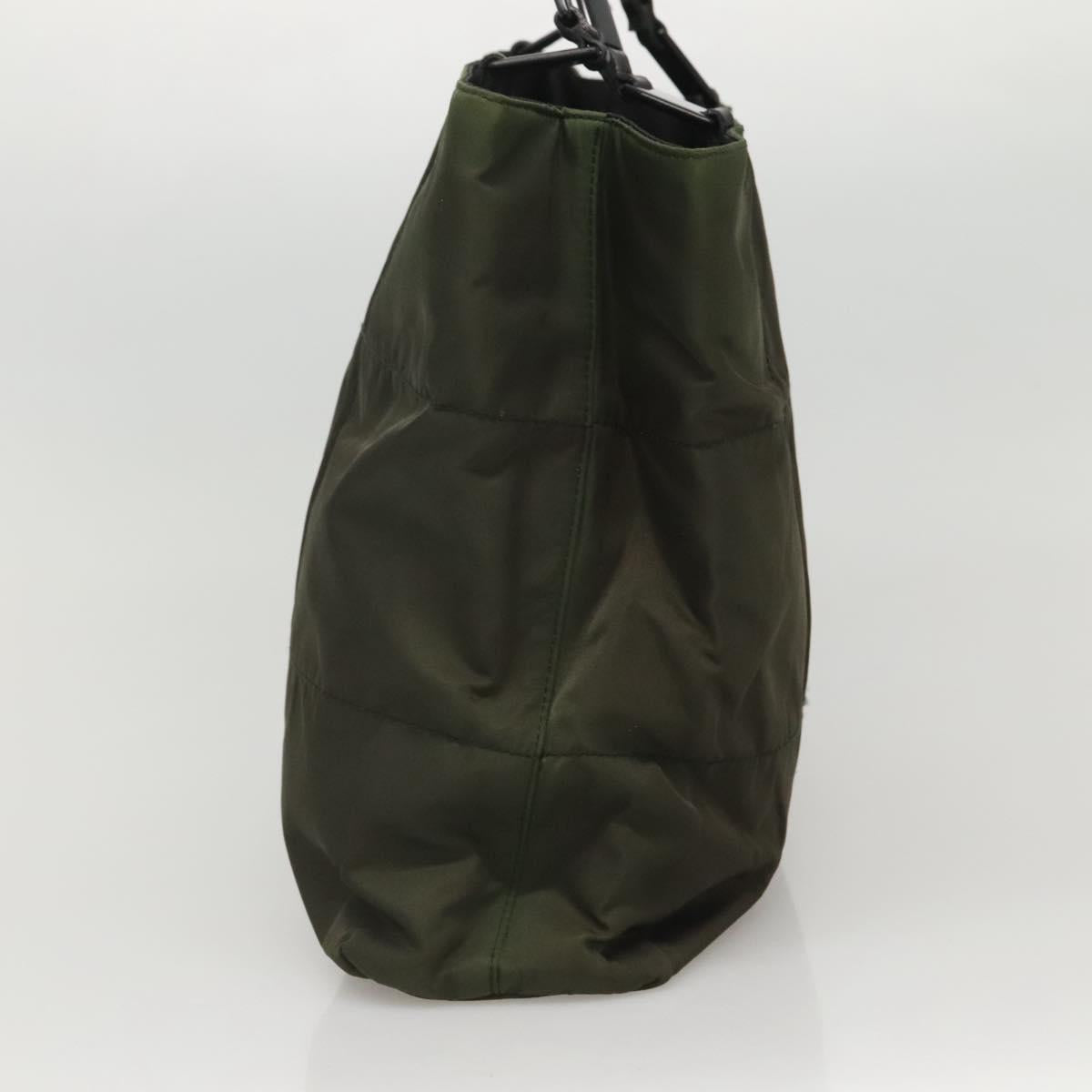 PRADA Shoulder Bag Nylon Khaki Silver Auth bs24325