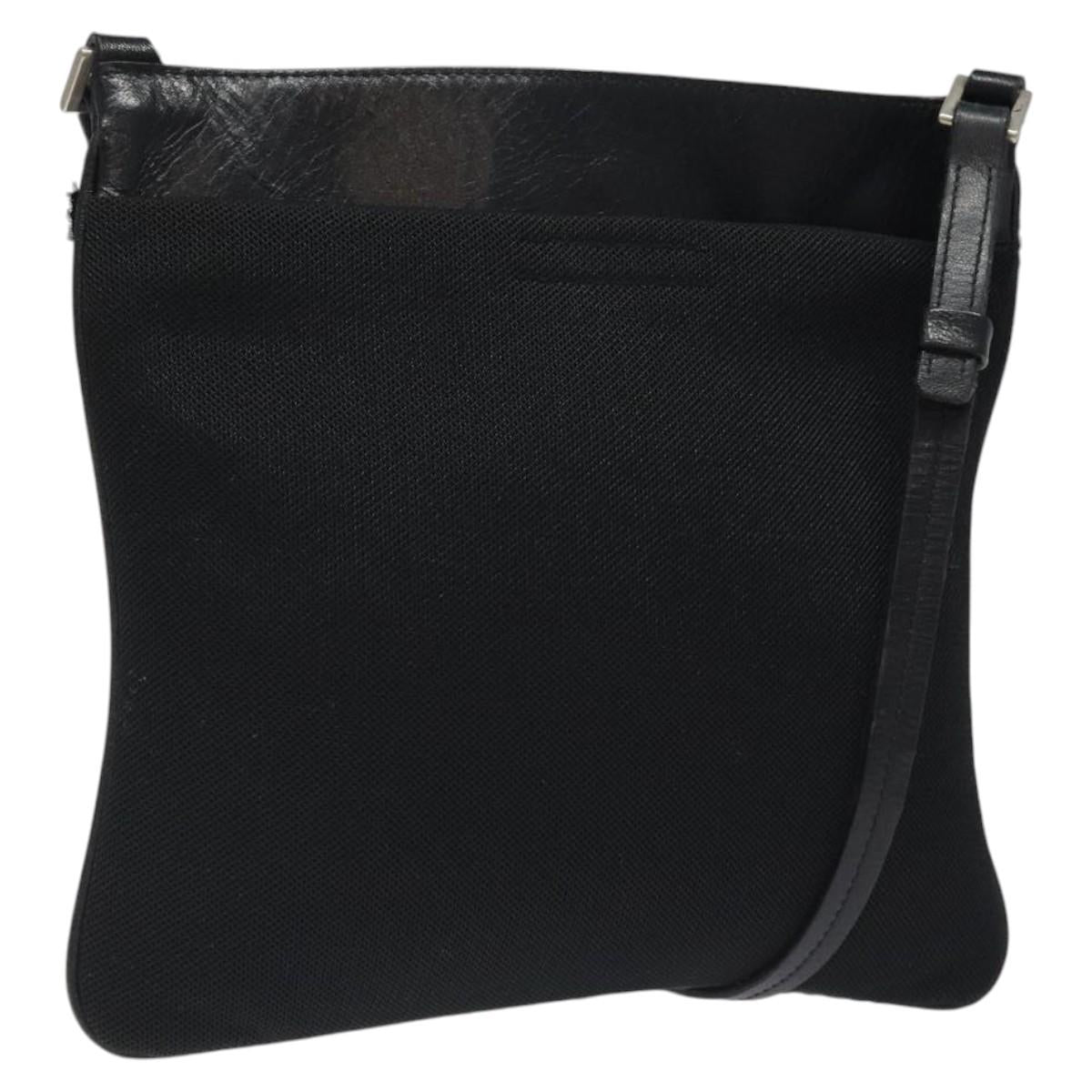 PRADA Shoulder Bag Nylon Black Silver Auth bs24328