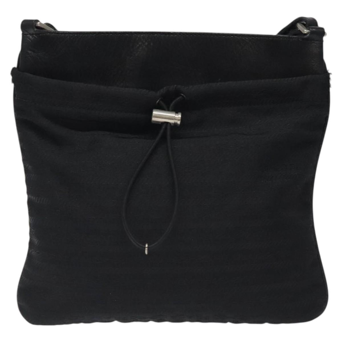 PRADA Shoulder Bag Nylon Black Silver Auth bs24328