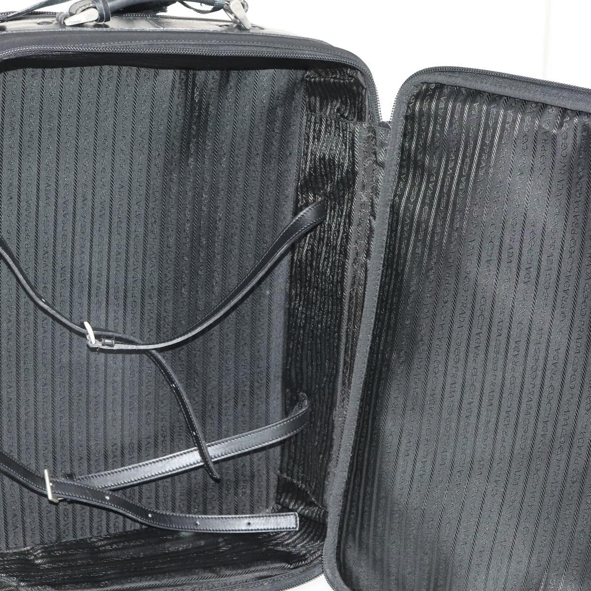 PRADA Suitcase Nylon Black Silver Auth bs24329