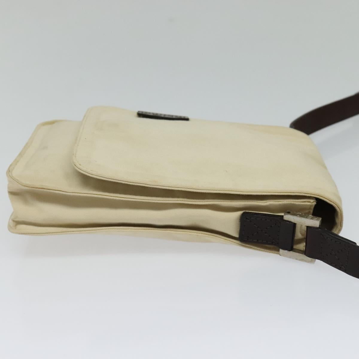 FENDI Shoulder Bag Canvas White Silver Auth bs24336