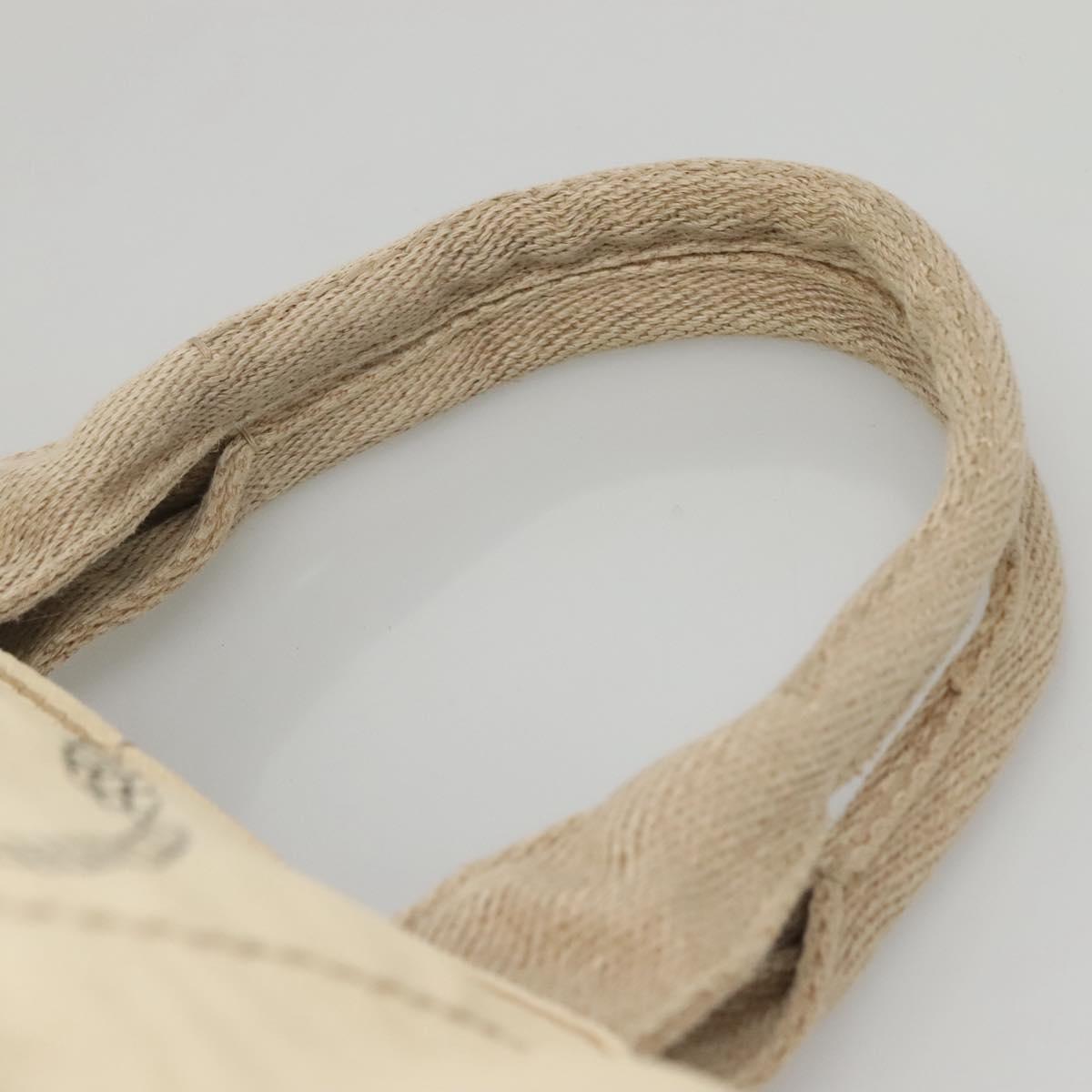 PRADA Canapa GM Hand Bag Canvas White Gold Auth bs24371