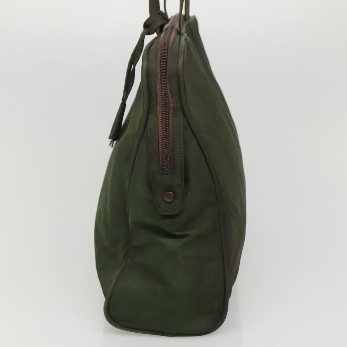 PRADA Hand Bag Nylon Khaki Silver Auth bs24401