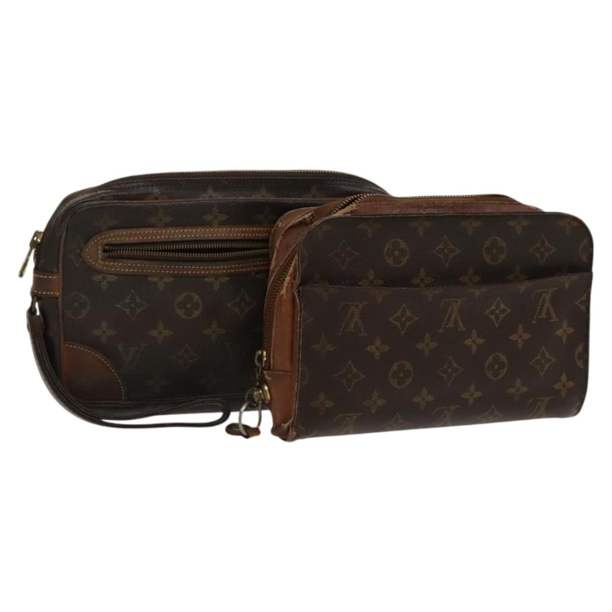 LOUIS VUITTON Monogram Clutch Bag 2Set LV Auth bs24403