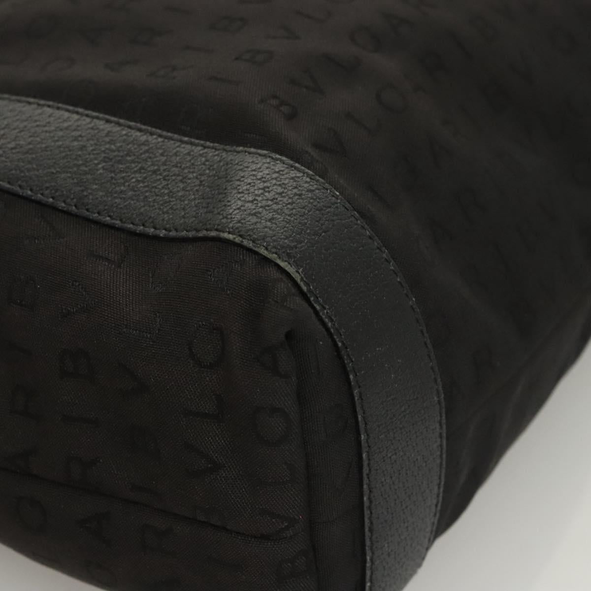 BVLGARI Logo mania Shoulder Bag Nylon Black Silver Auth bs24412