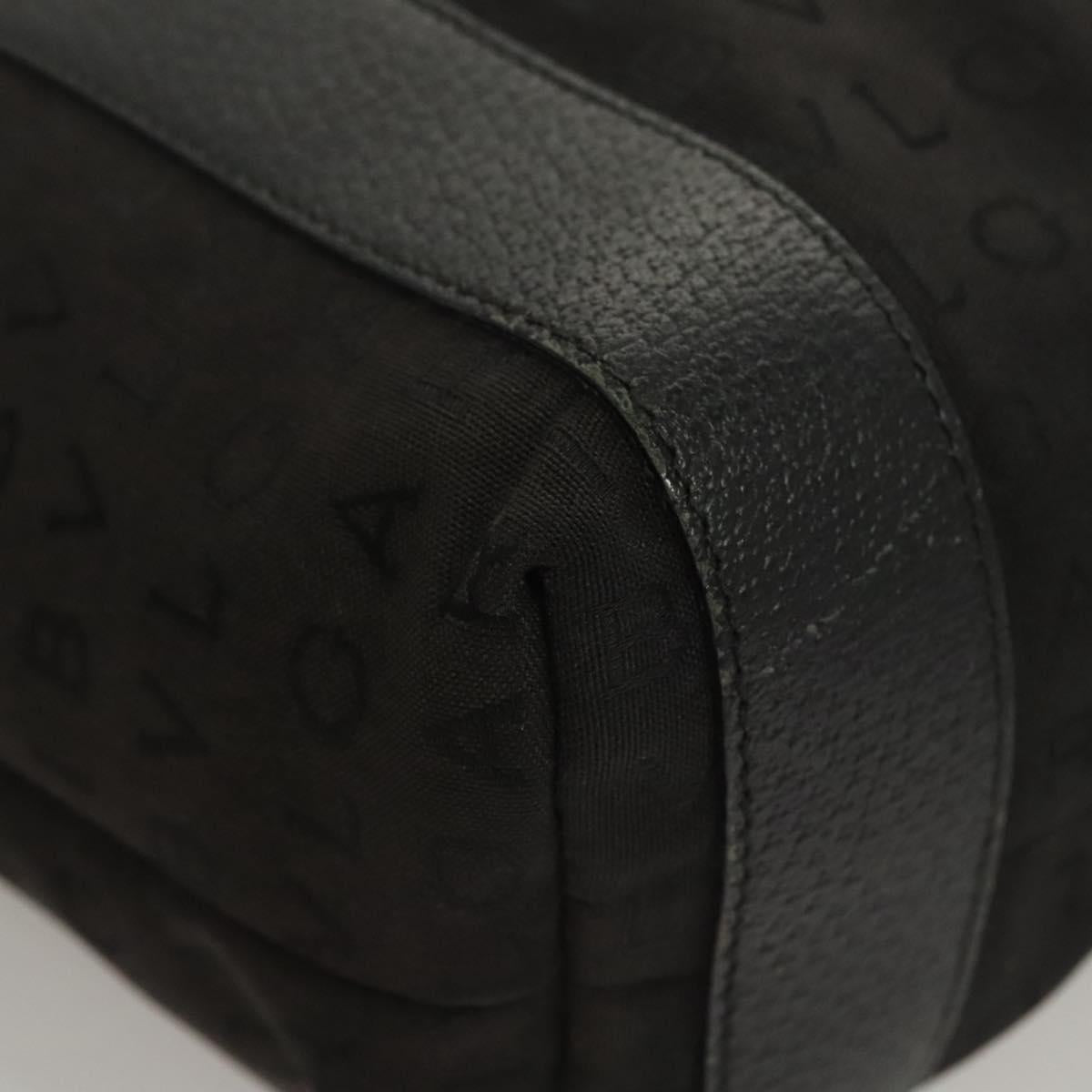 BVLGARI Logo mania Shoulder Bag Nylon Black Silver Auth bs24412