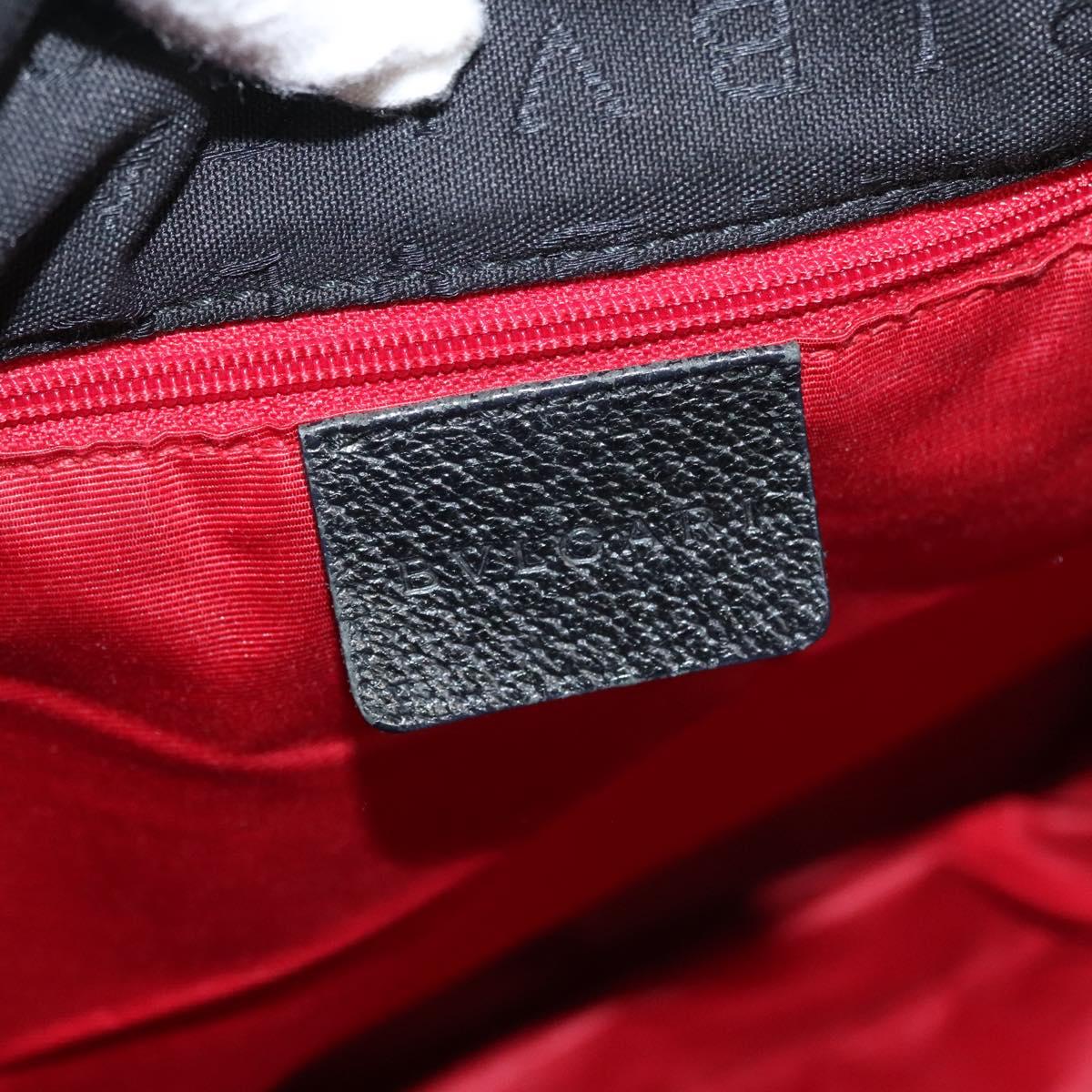 BVLGARI Logo mania Shoulder Bag Nylon Black Silver Auth bs24412