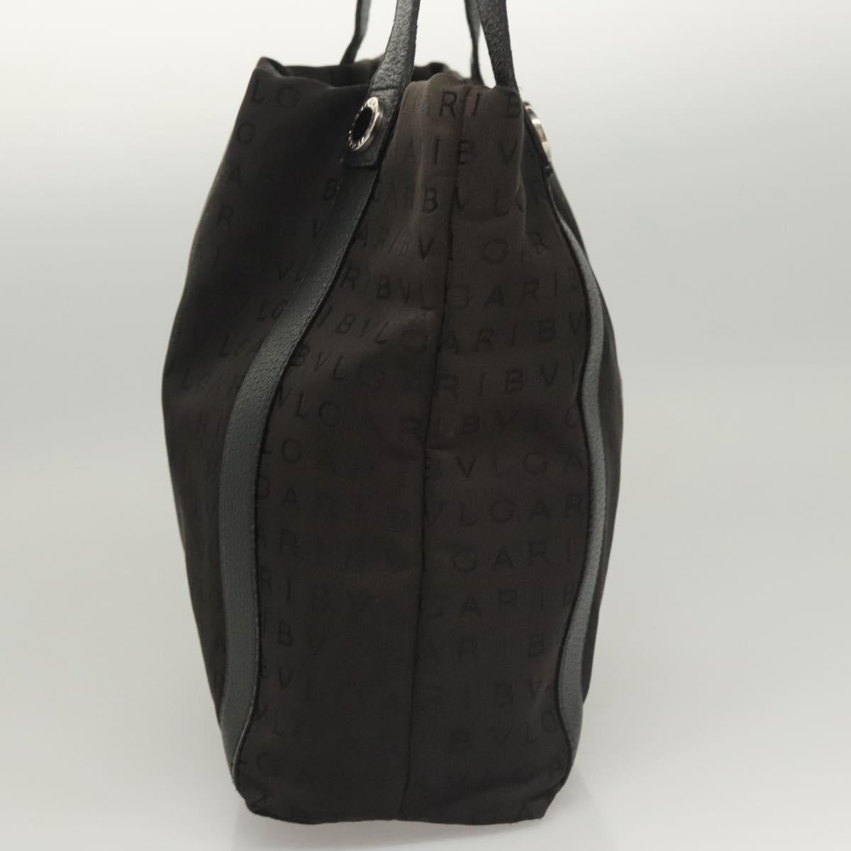 BVLGARI Logo mania Shoulder Bag Nylon Black Silver Auth bs24412