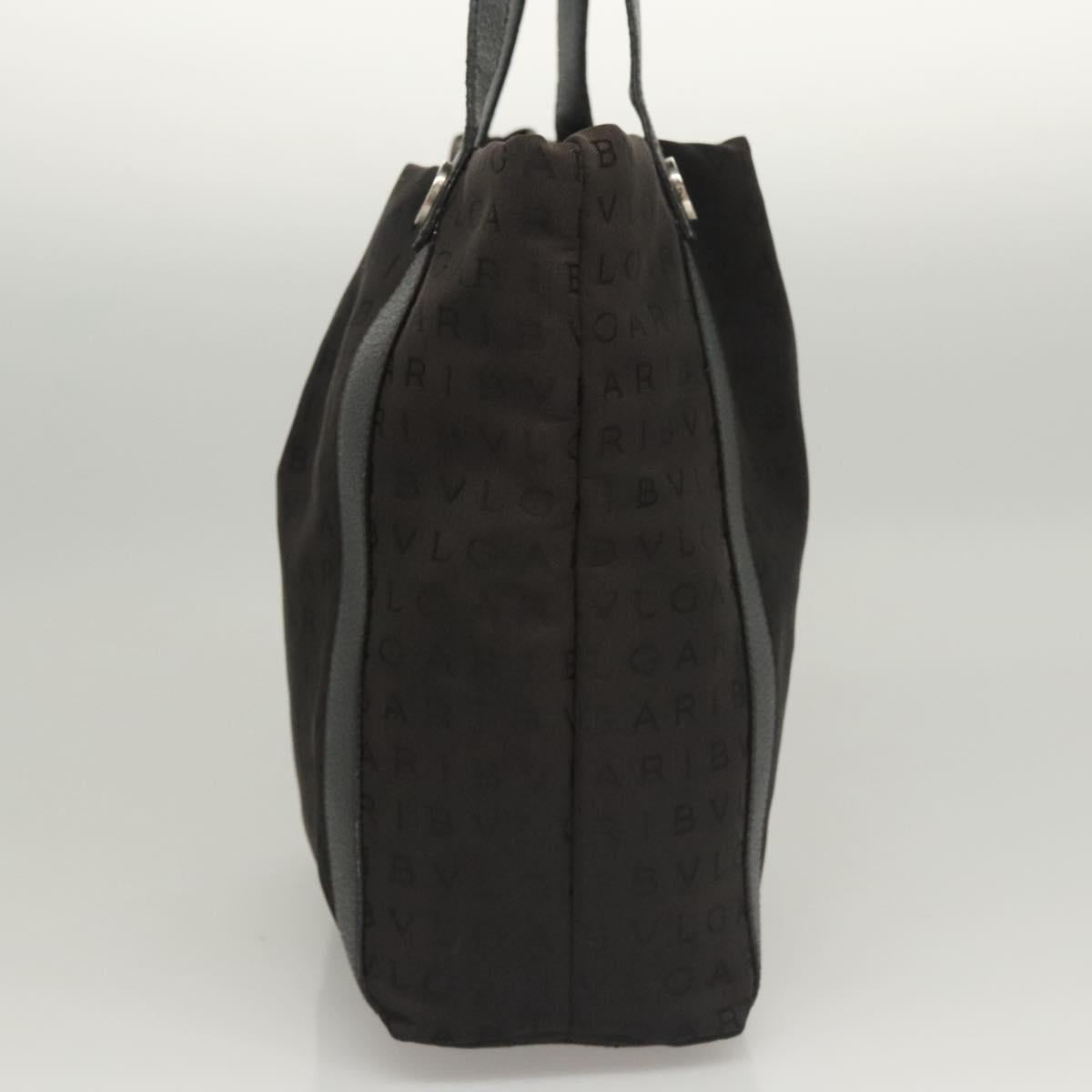 BVLGARI Logo mania Shoulder Bag Nylon Black Silver Auth bs24412