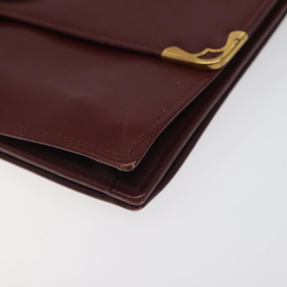 CARTIER Must Line Shoulder Bag Leather Bordeaux Gold Auth bs24414