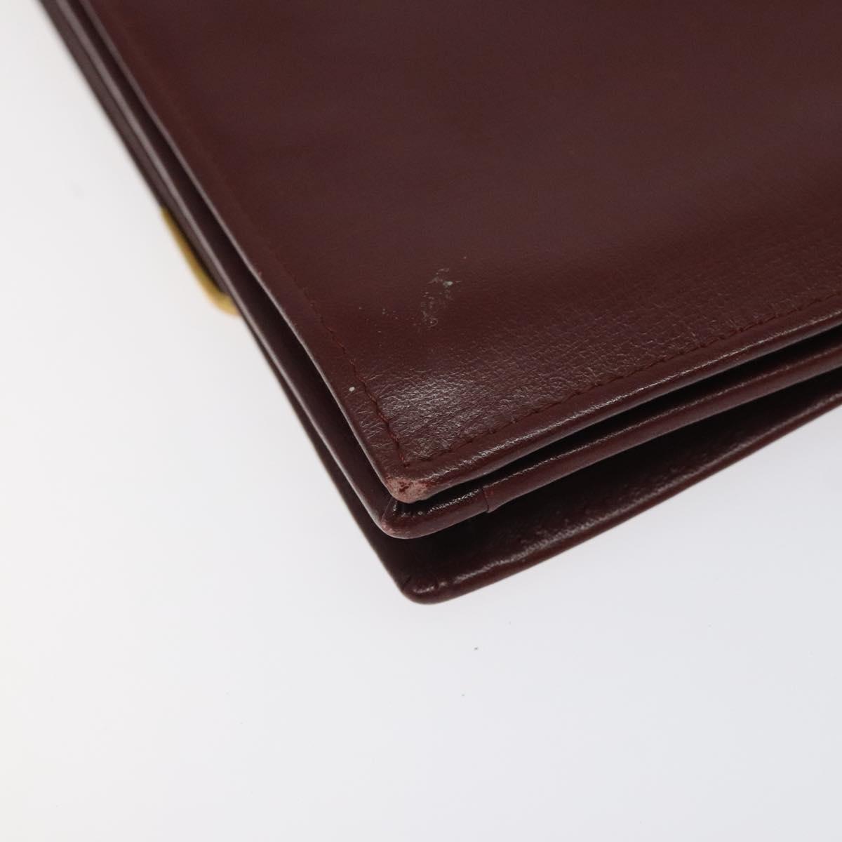 CARTIER Must Line Shoulder Bag Leather Bordeaux Gold Auth bs24414