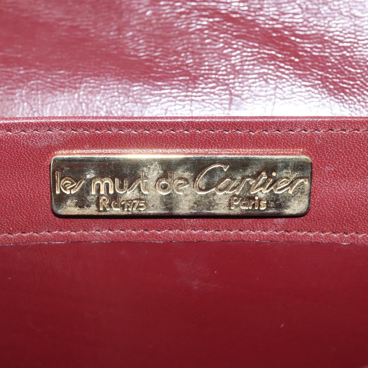 CARTIER Must Line Shoulder Bag Leather Bordeaux Gold Auth bs24414