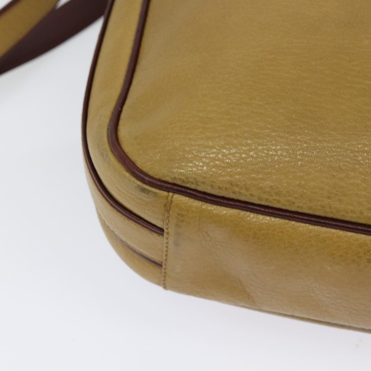 CARTIER Shoulder Bag Leather Yellow Gold Auth bs24418