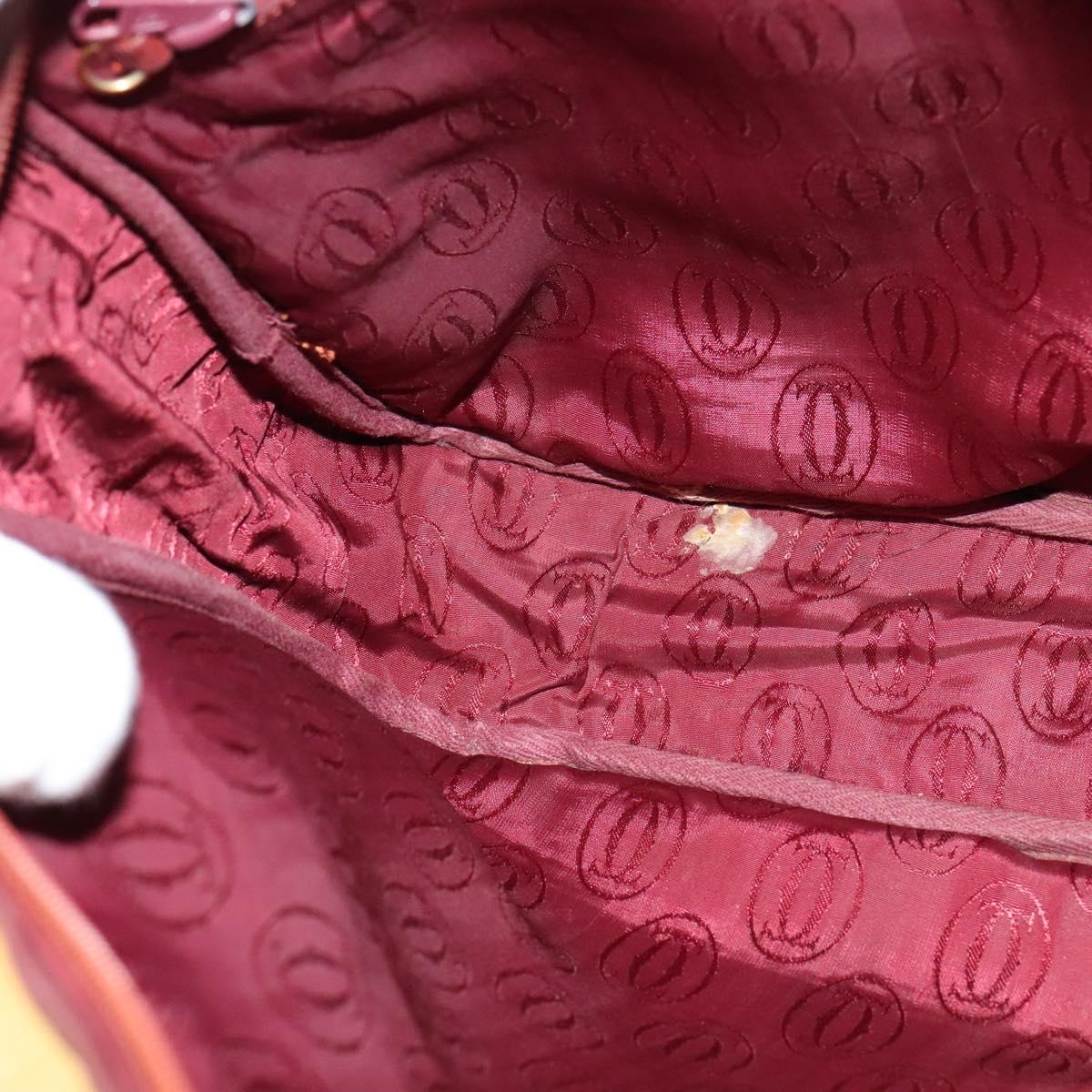 CARTIER Shoulder Bag Leather Yellow Gold Auth bs24418