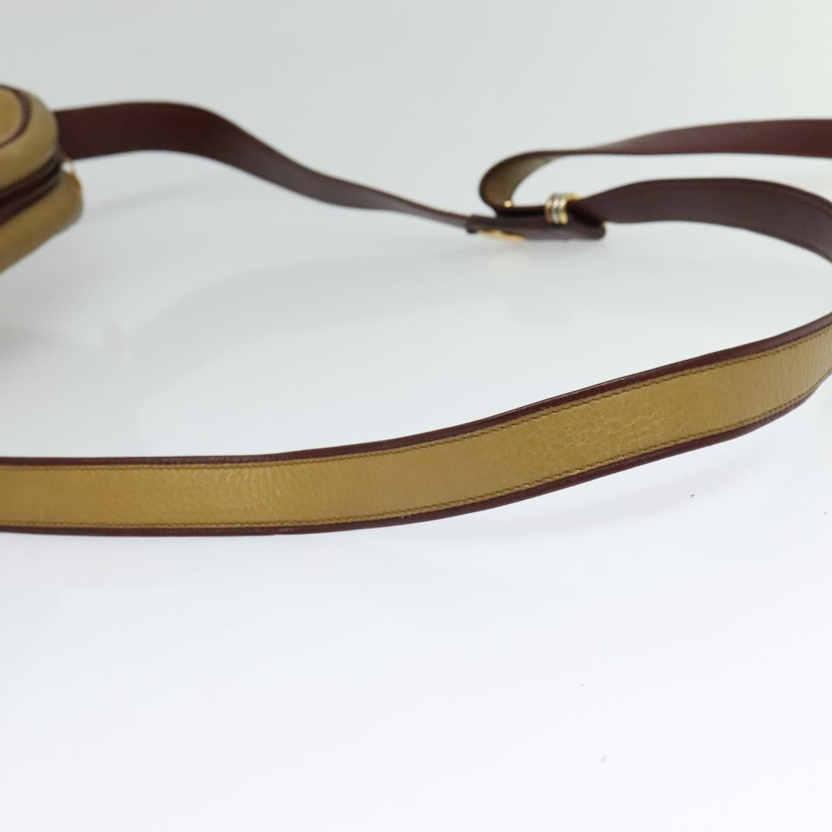 CARTIER Shoulder Bag Leather Yellow Gold Auth bs24418