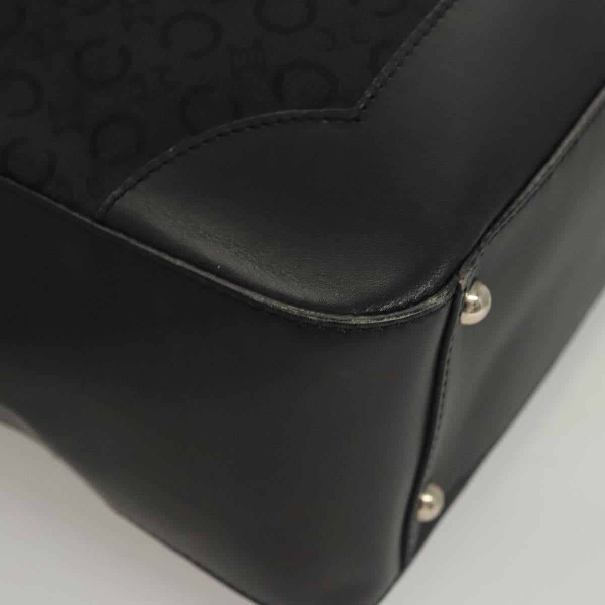 CELINE C Macadam Canvas Hand Bag Black Silver Auth bs24420