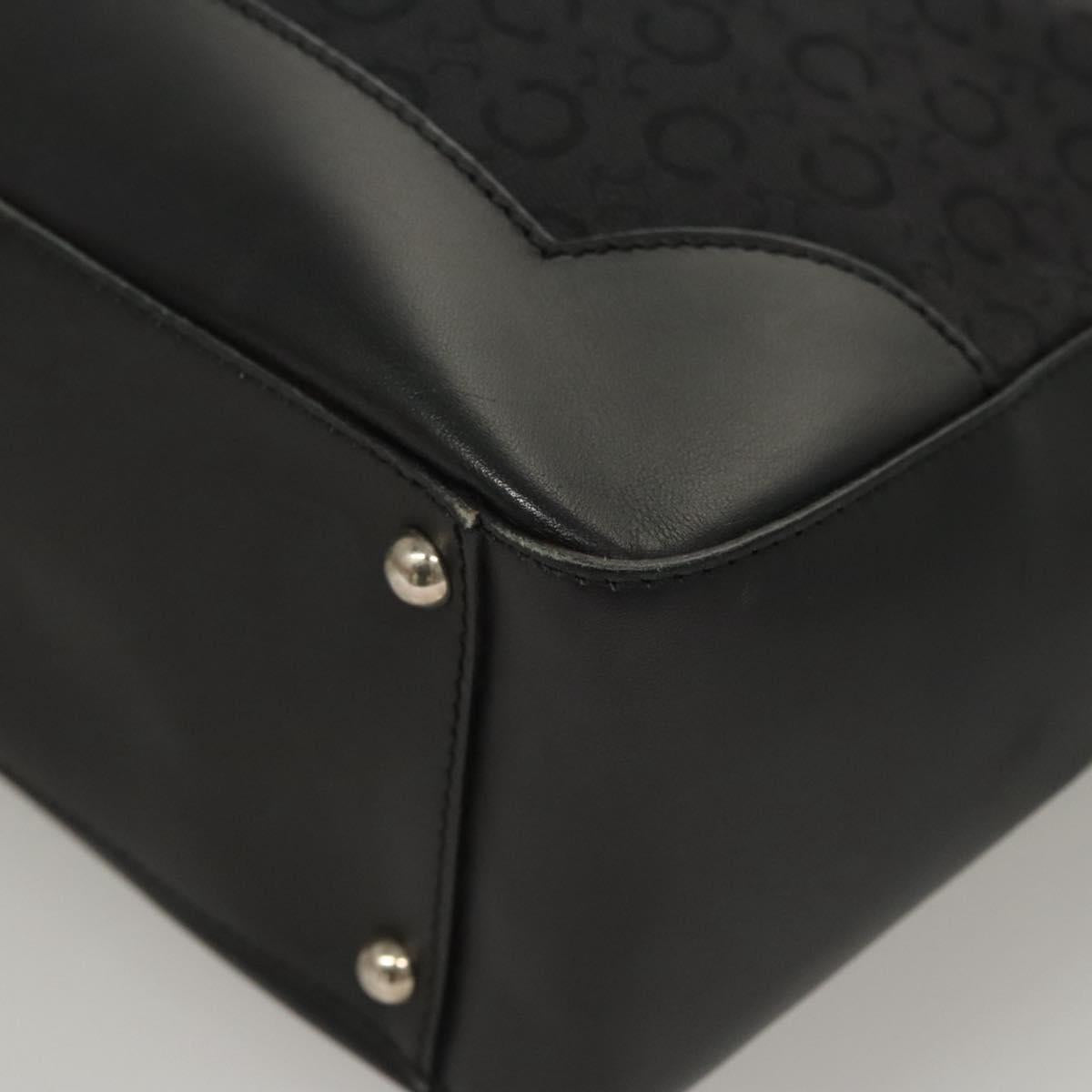 CELINE C Macadam Canvas Hand Bag Black Silver Auth bs24420