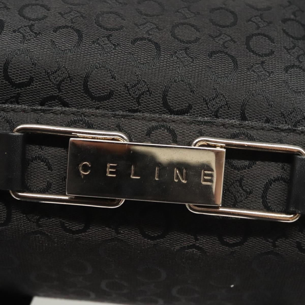 CELINE C Macadam Canvas Hand Bag Black Silver Auth bs24420