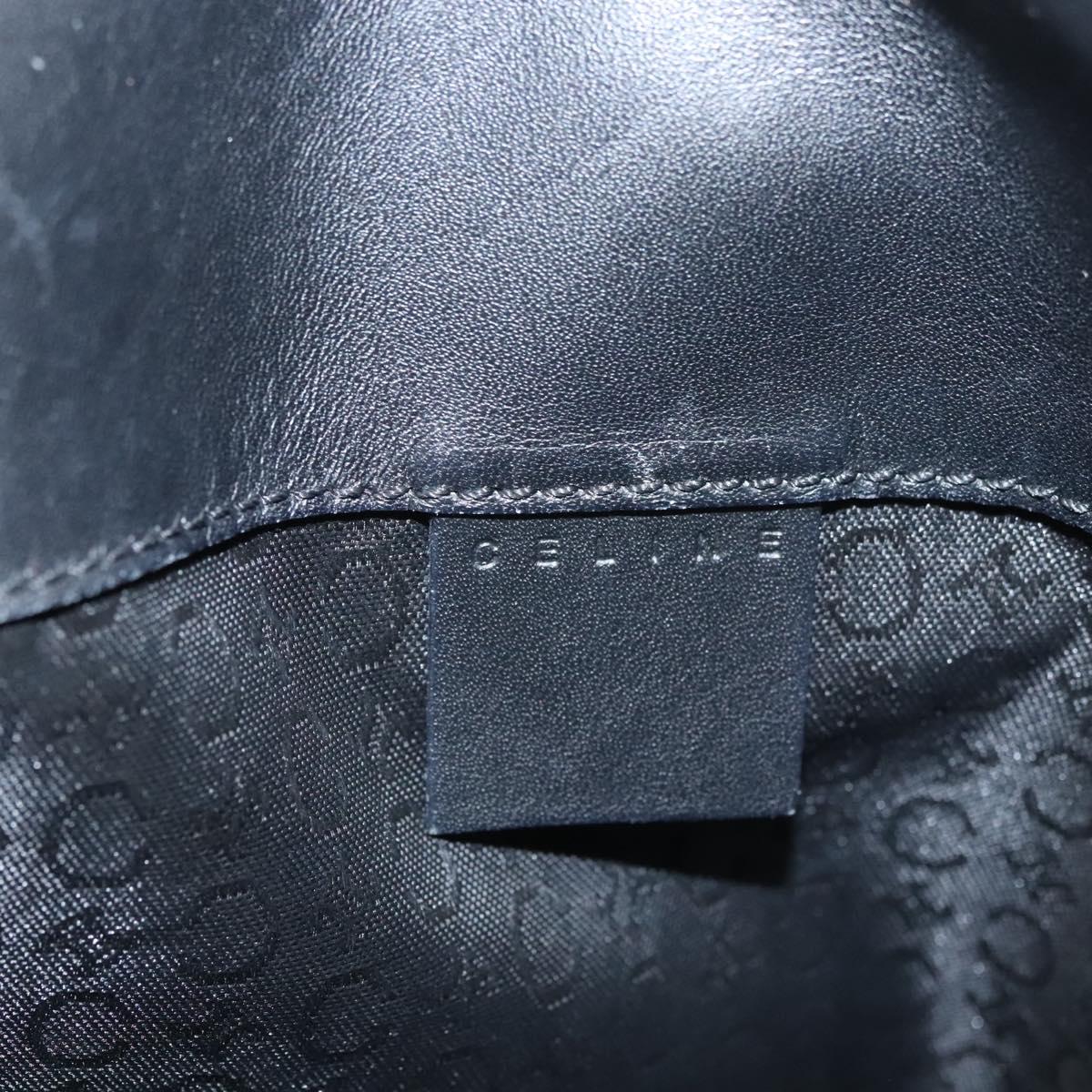 CELINE C Macadam Canvas Hand Bag Black Silver Auth bs24420