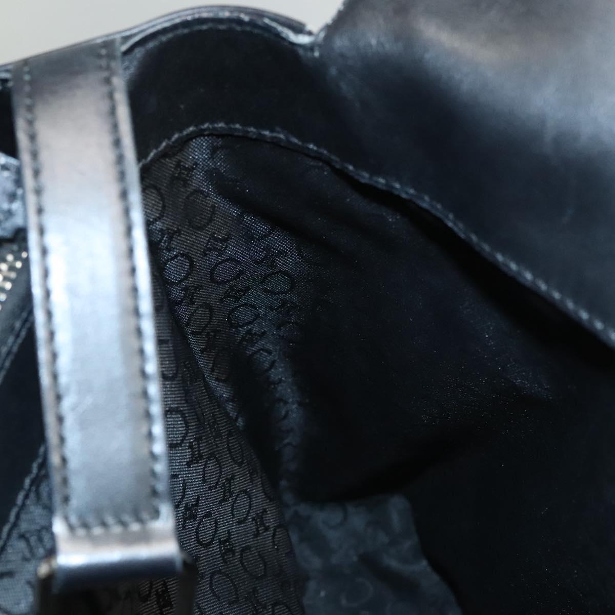 CELINE C Macadam Canvas Hand Bag Black Silver Auth bs24420