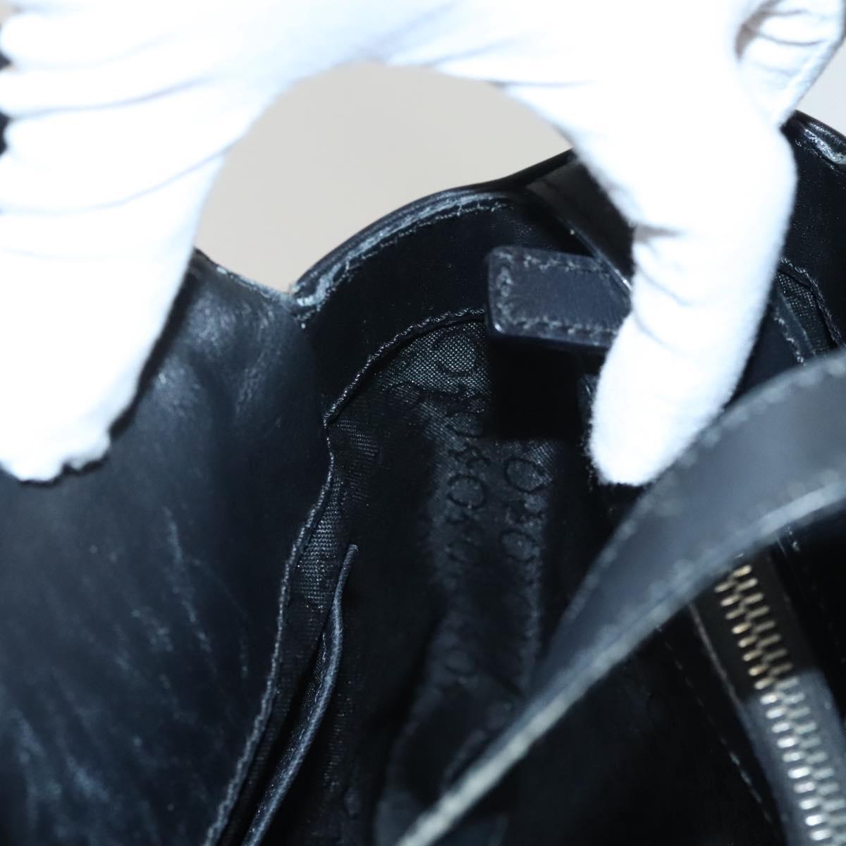 CELINE C Macadam Canvas Hand Bag Black Silver Auth bs24420