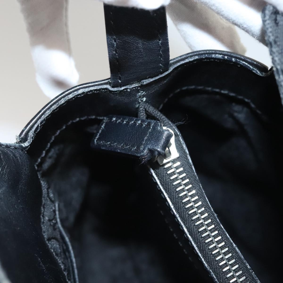 CELINE C Macadam Canvas Hand Bag Black Silver Auth bs24420