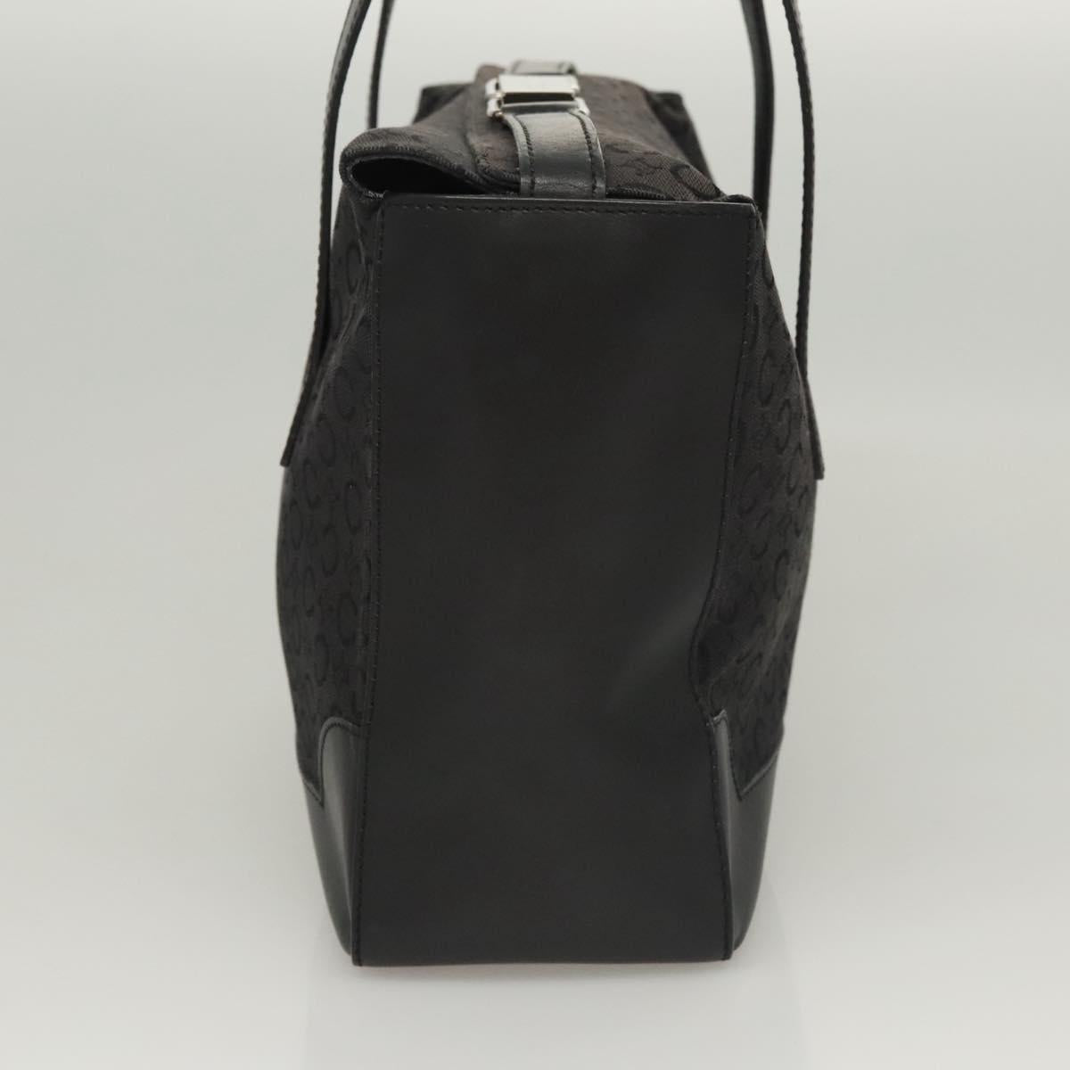 CELINE C Macadam Canvas Hand Bag Black Silver Auth bs24420