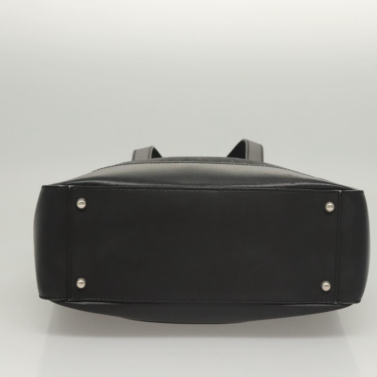 CELINE C Macadam Canvas Hand Bag Black Silver Auth bs24420