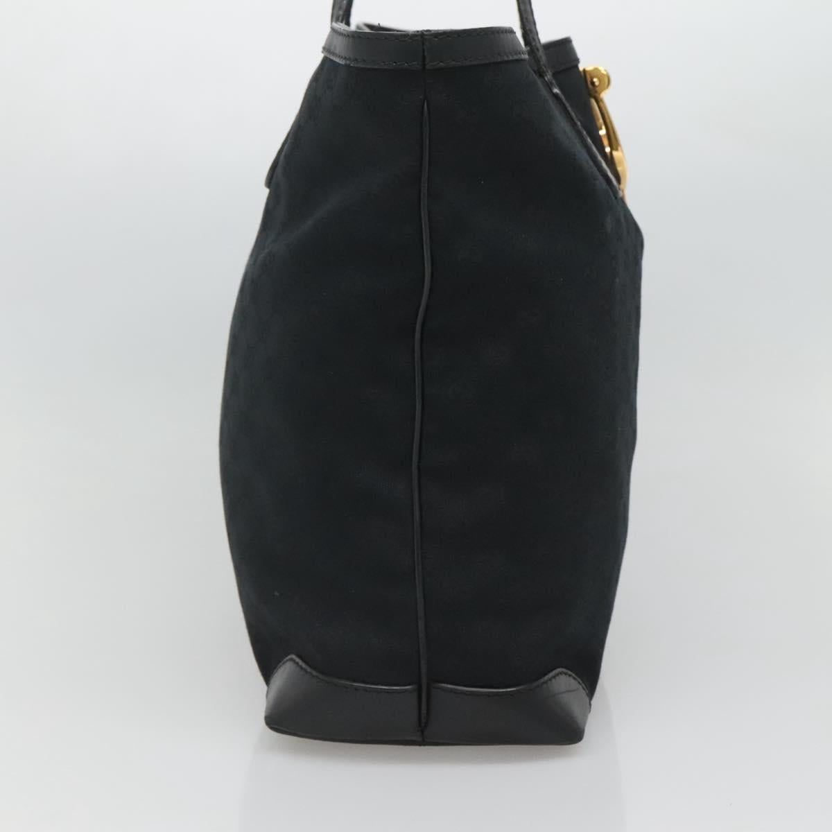 GUCCI GG Canvas Tote Bag Black Gold 305585 Auth bs24442