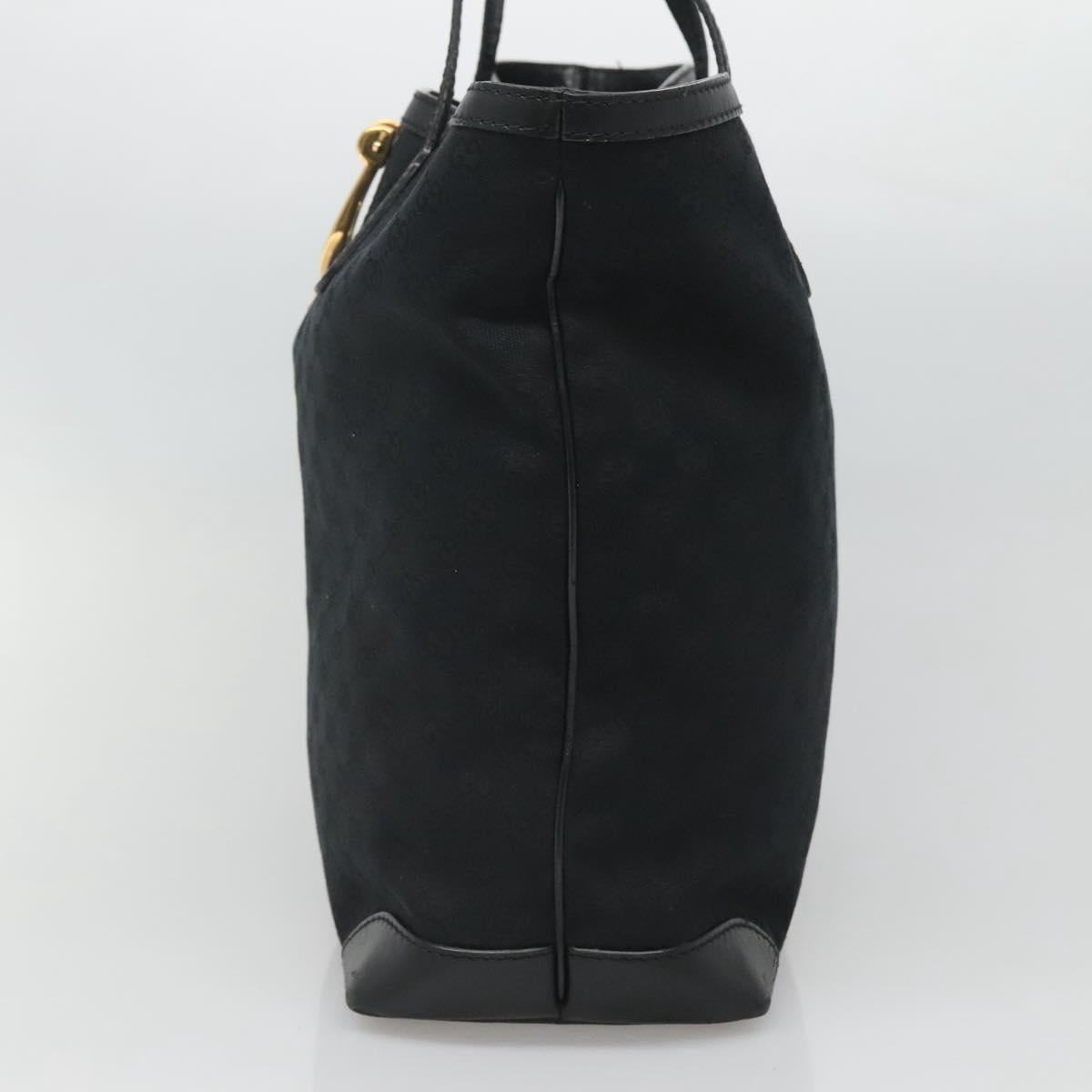 GUCCI GG Canvas Tote Bag Black Gold 305585 Auth bs24442