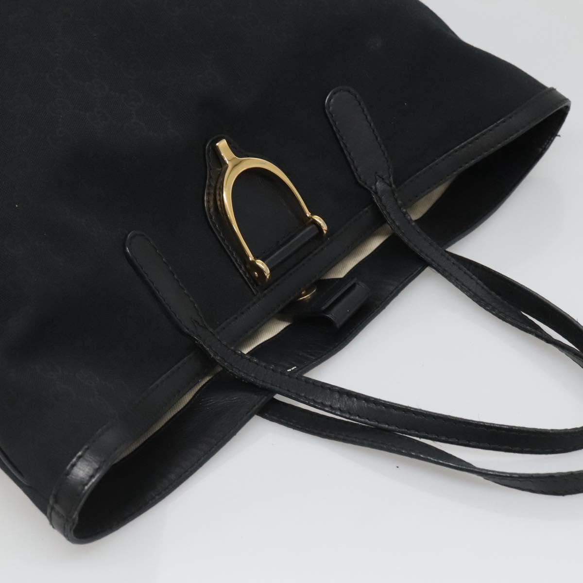 GUCCI GG Canvas Tote Bag Black Gold 305585 Auth bs24442