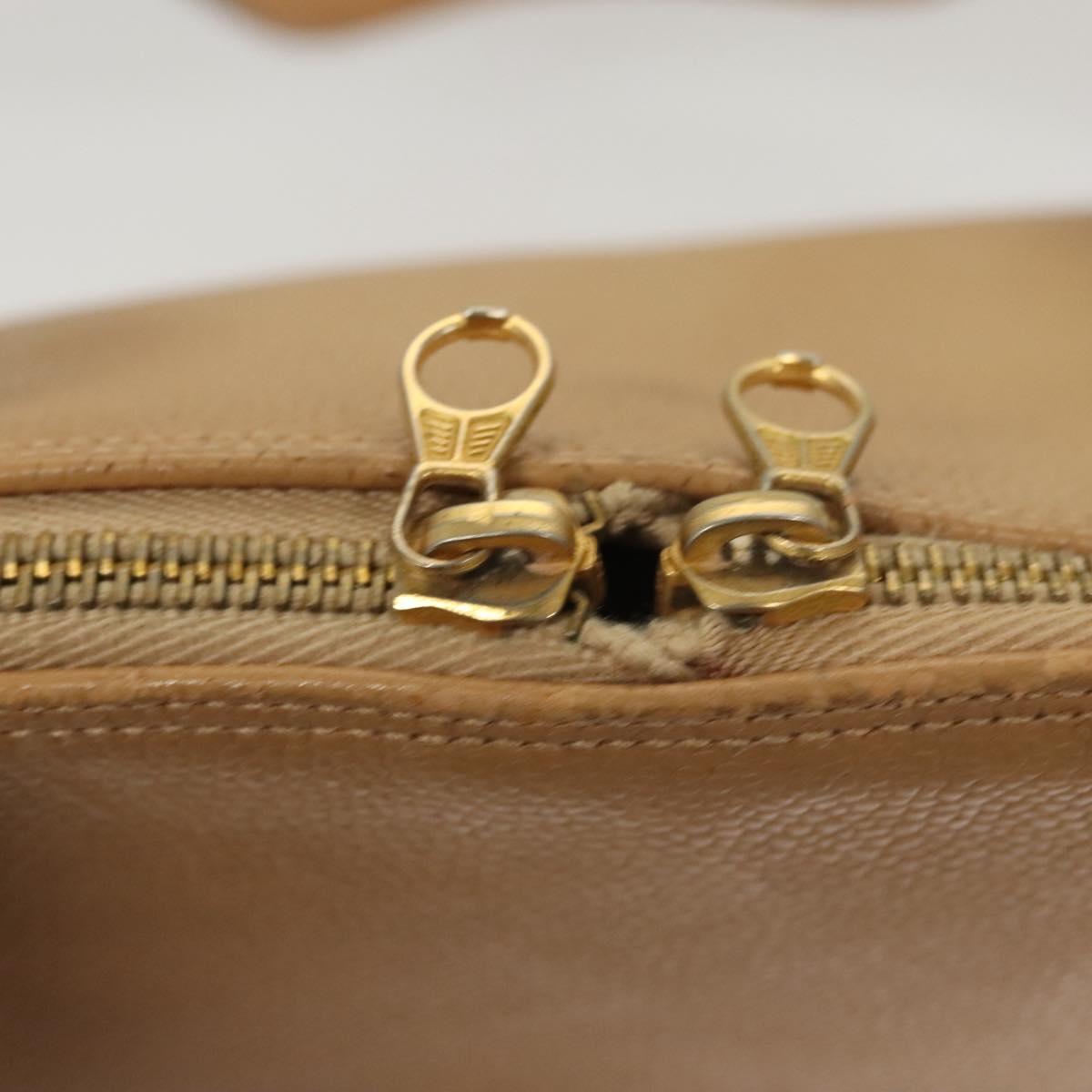 CHANEL Shoulder Bag Calf Skin Beige CC Auth bs24445