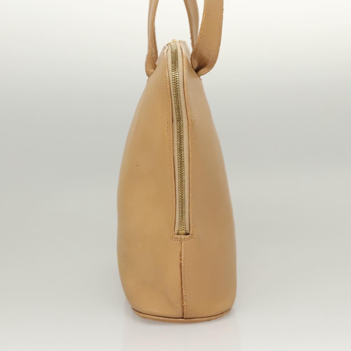 CHANEL Shoulder Bag Calf Skin Beige CC Auth bs24445