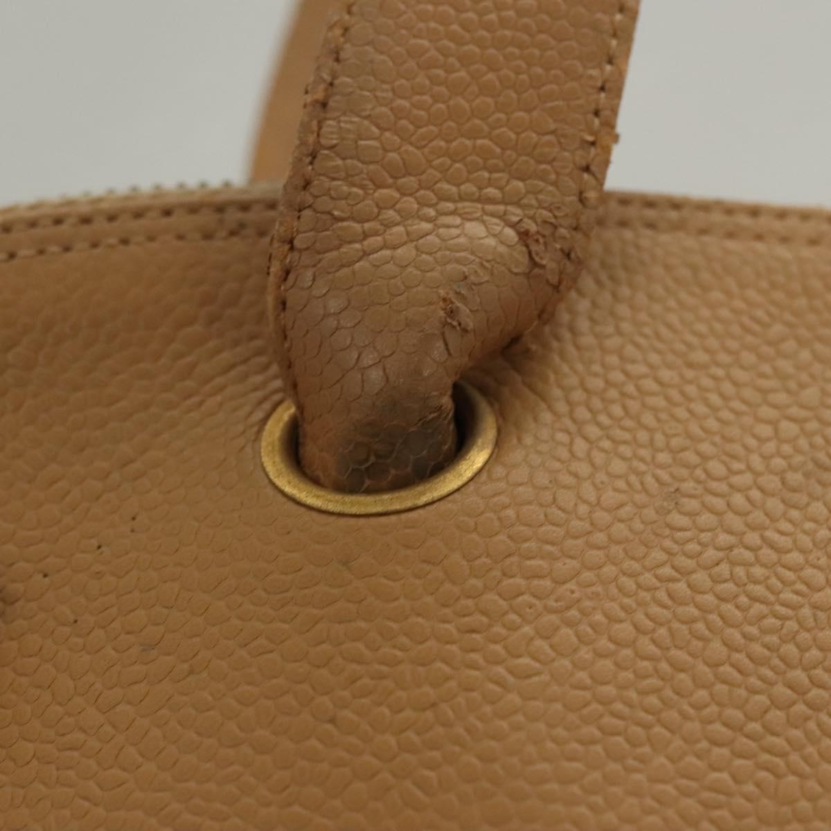 CHANEL Shoulder Bag Calf Skin Beige CC Auth bs24445