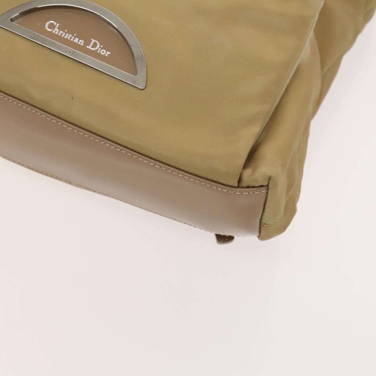 Christian Dior Backpack Nylon Beige Silver Auth bs24452