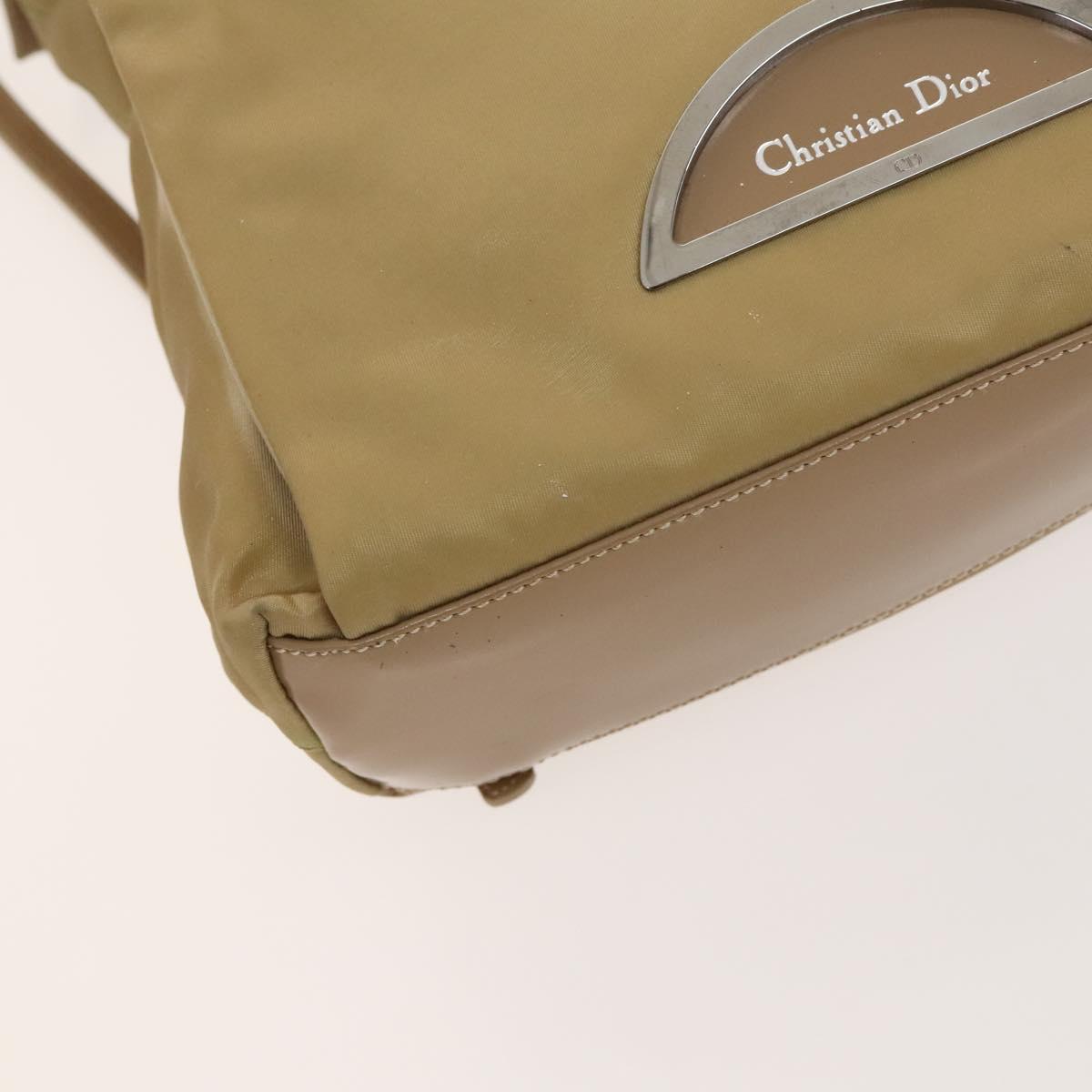 Christian Dior Backpack Nylon Beige Silver Auth bs24452