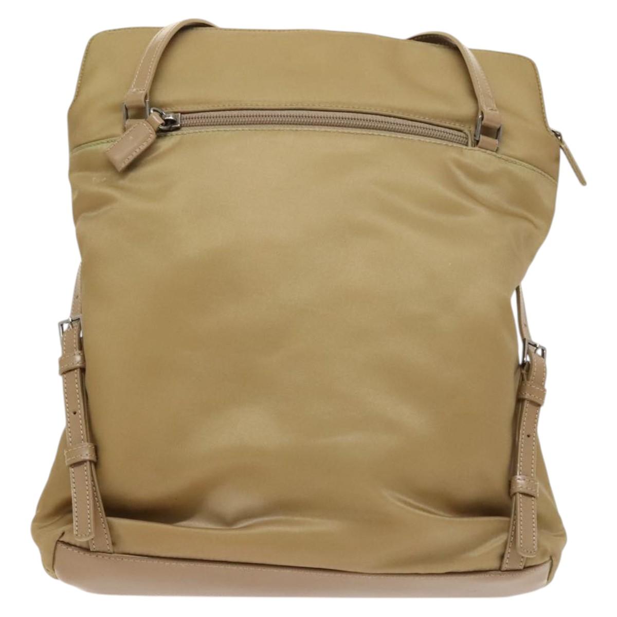 Christian Dior Backpack Nylon Beige Silver Auth bs24452