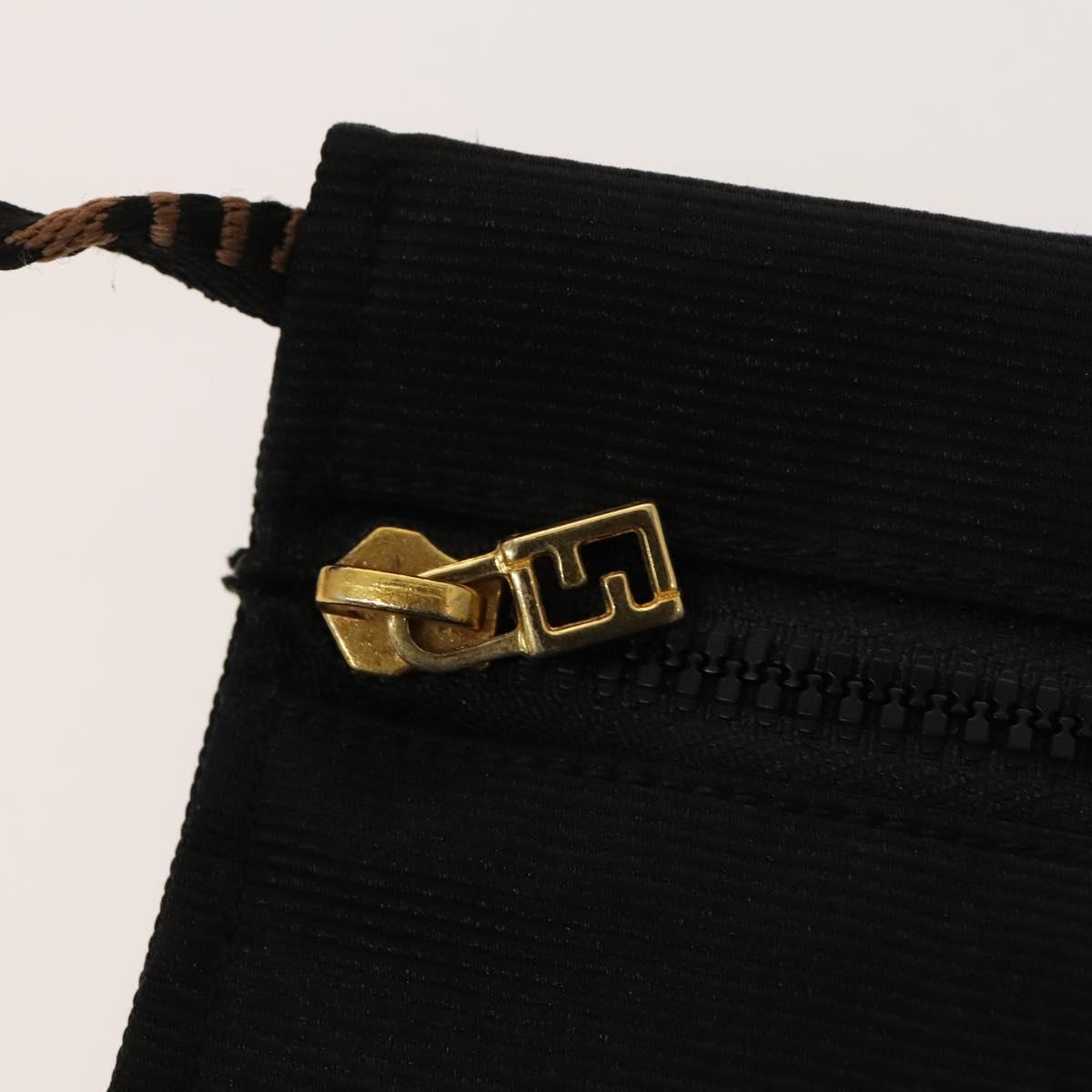 FENDI Shoulder Bag Nylon Black Gold Auth bs24463