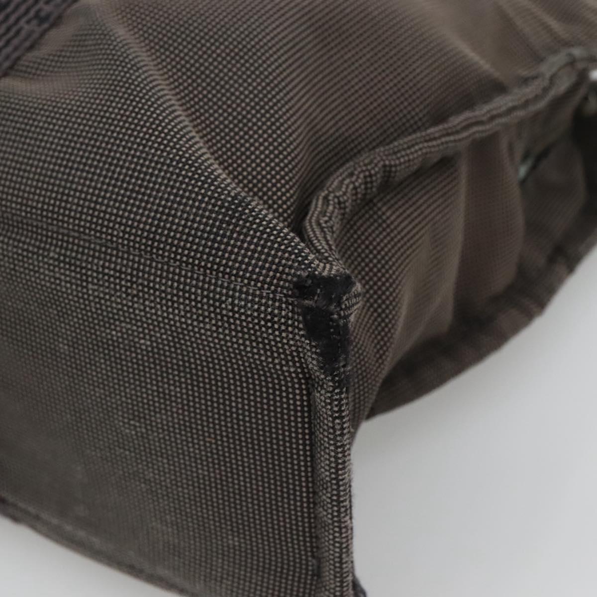 HERMES Her Line MM Hand Bag Canvas Gray Silver Auth bs24473