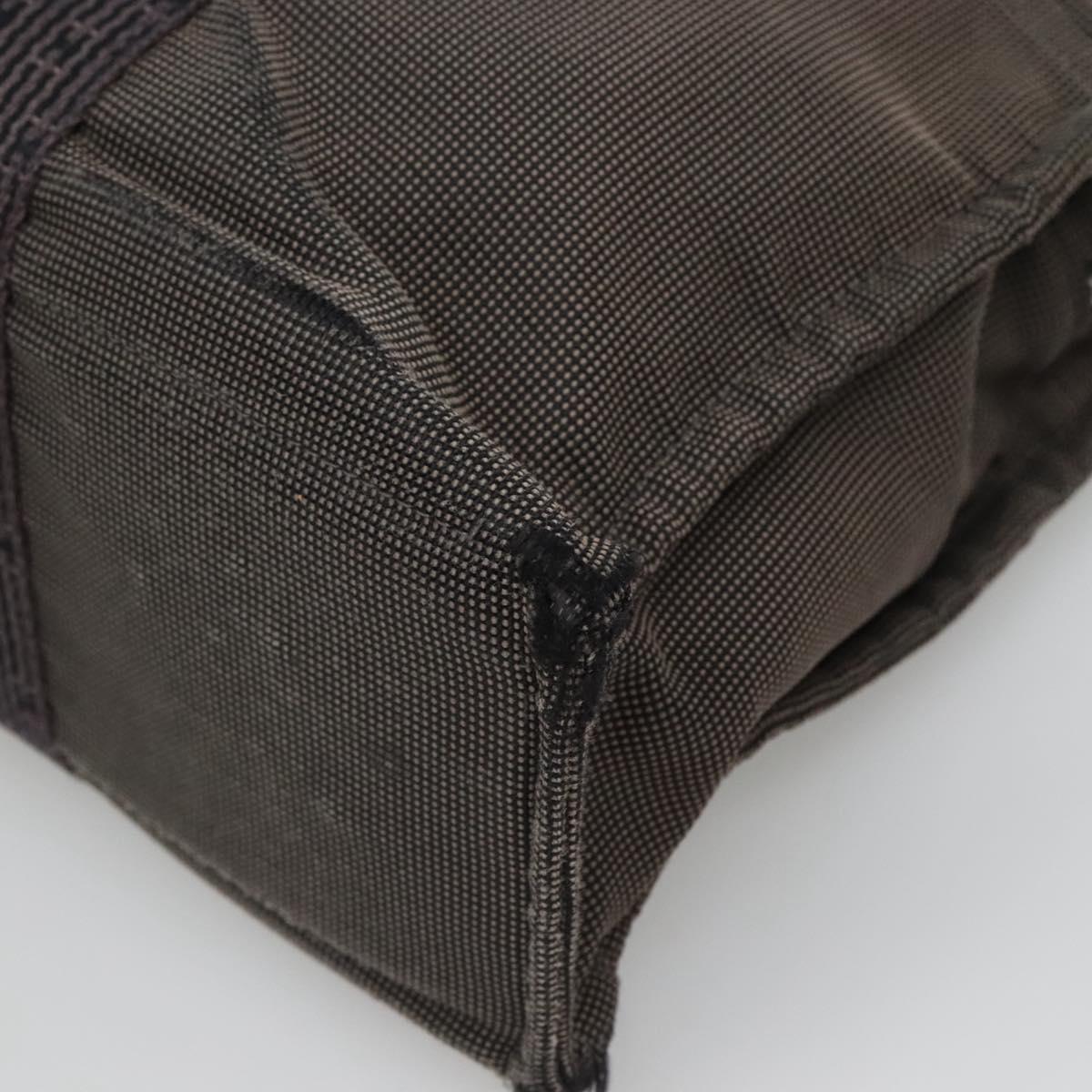 HERMES Her Line MM Hand Bag Canvas Gray Silver Auth bs24473