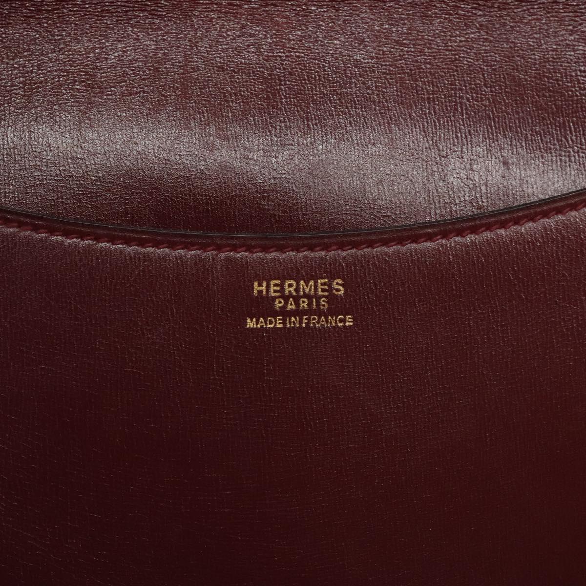 HERMES Shoulder Bag Leather Red Auth bs24478