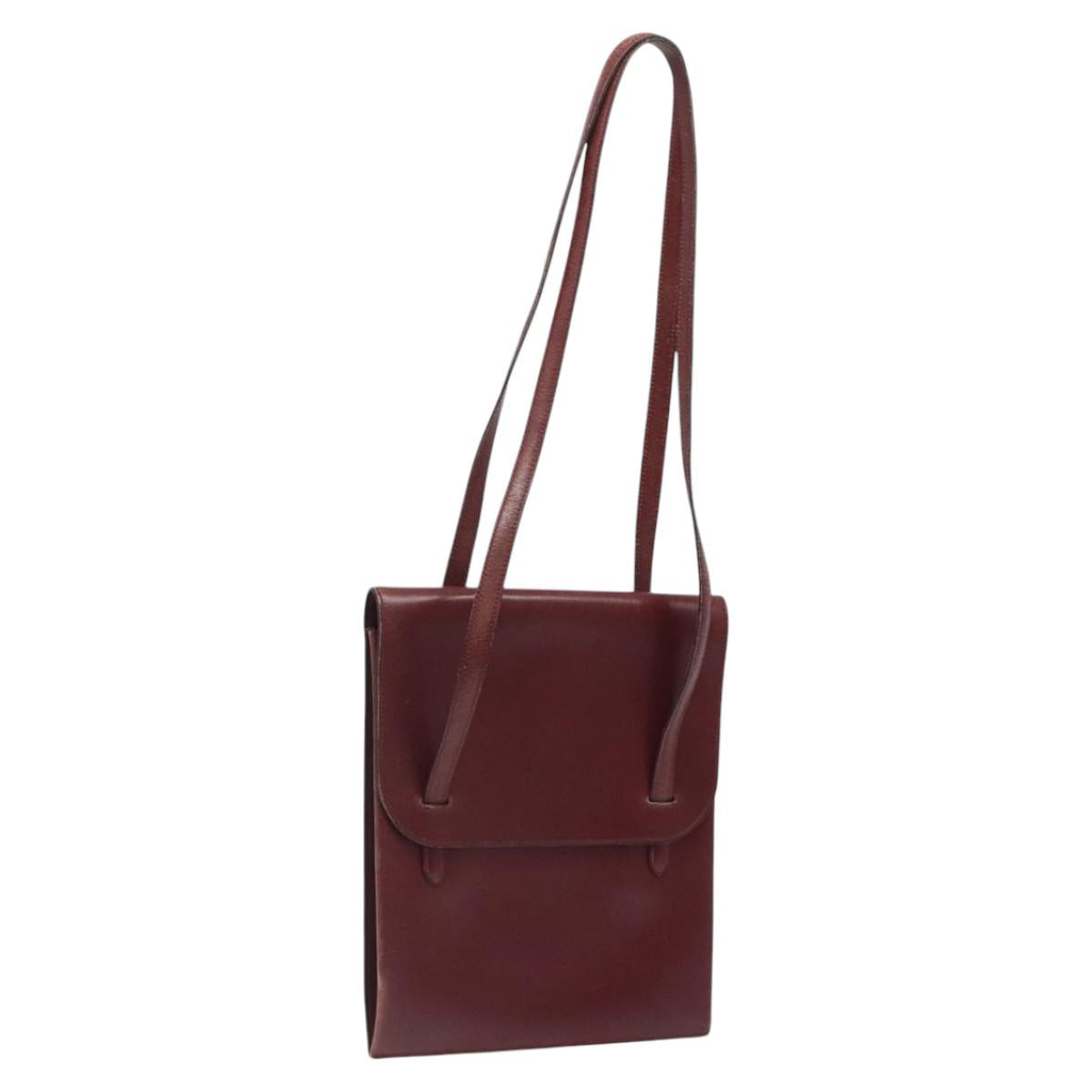 HERMES Shoulder Bag Leather Red Auth bs24478