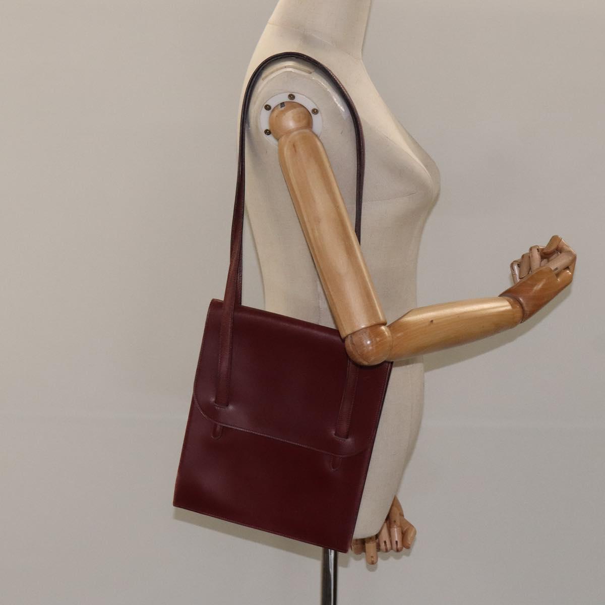 HERMES Shoulder Bag Leather Red Auth bs24478