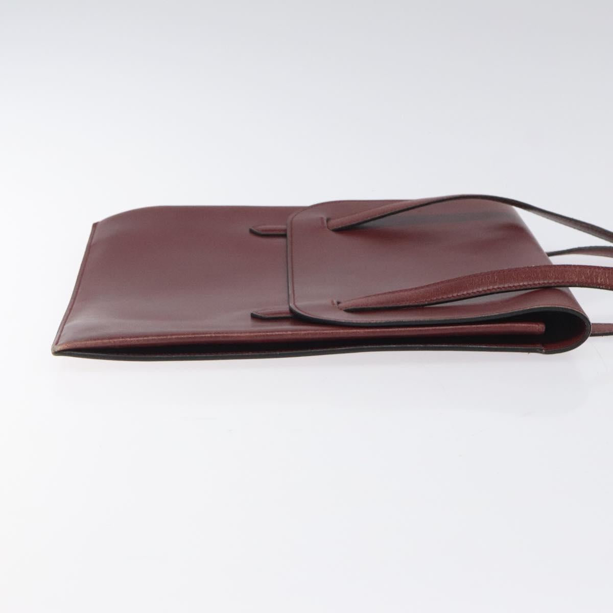 HERMES Shoulder Bag Leather Red Auth bs24478