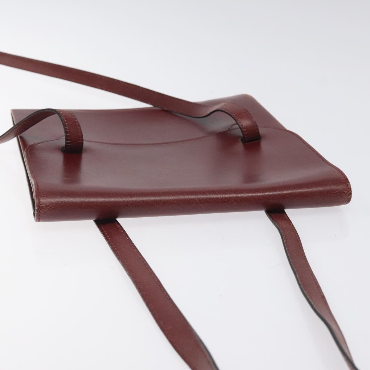 HERMES Shoulder Bag Leather Red Auth bs24478