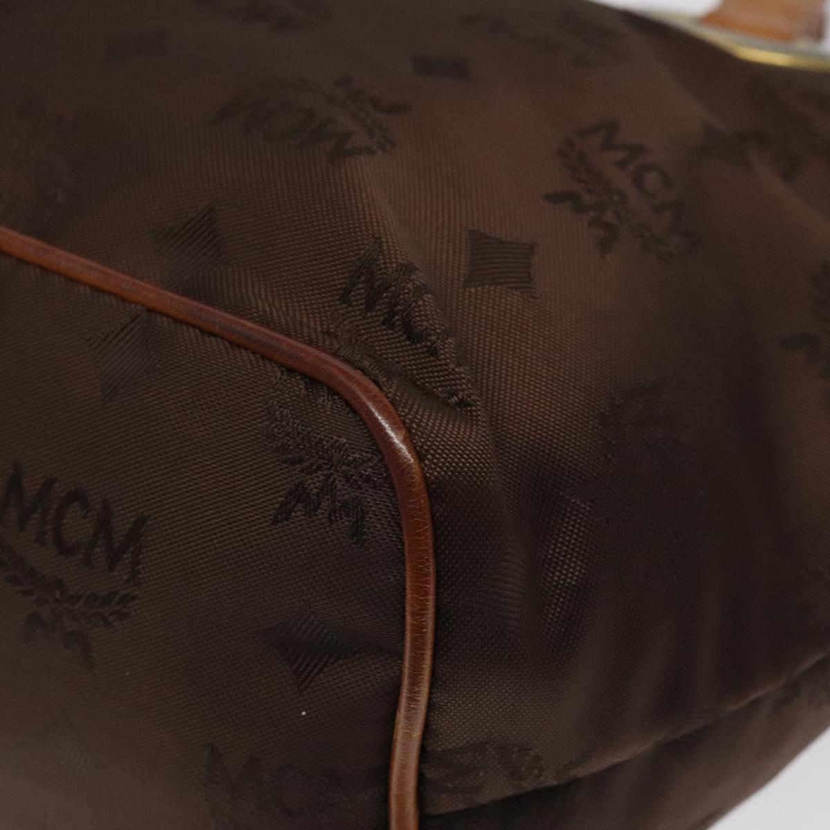 MCM Logogram Vicetos Hand Bag Nylon Brown Gold Auth bs24481